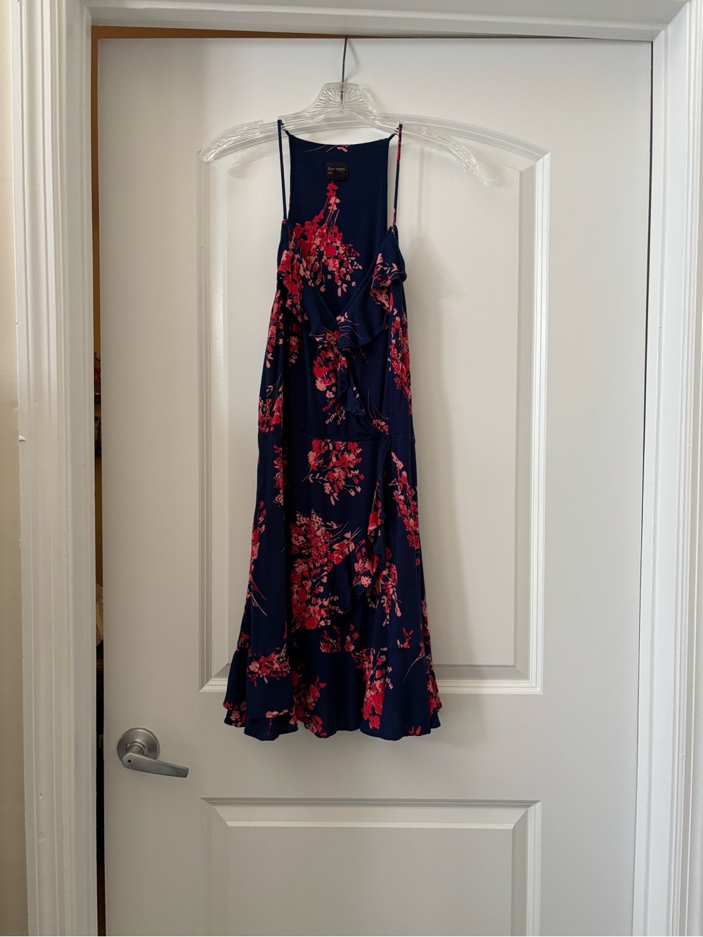 free press Navy Midi Dress with Red Floral Print